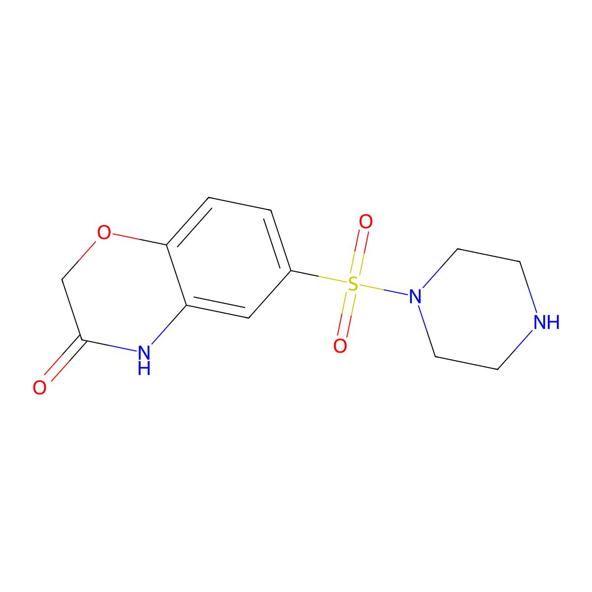 6-(Piperazine-1-sulfonyl)-3,4-dihydro-2H-1,4-benzoxazin-3-one molecular structure, CAS 1099030-05-3