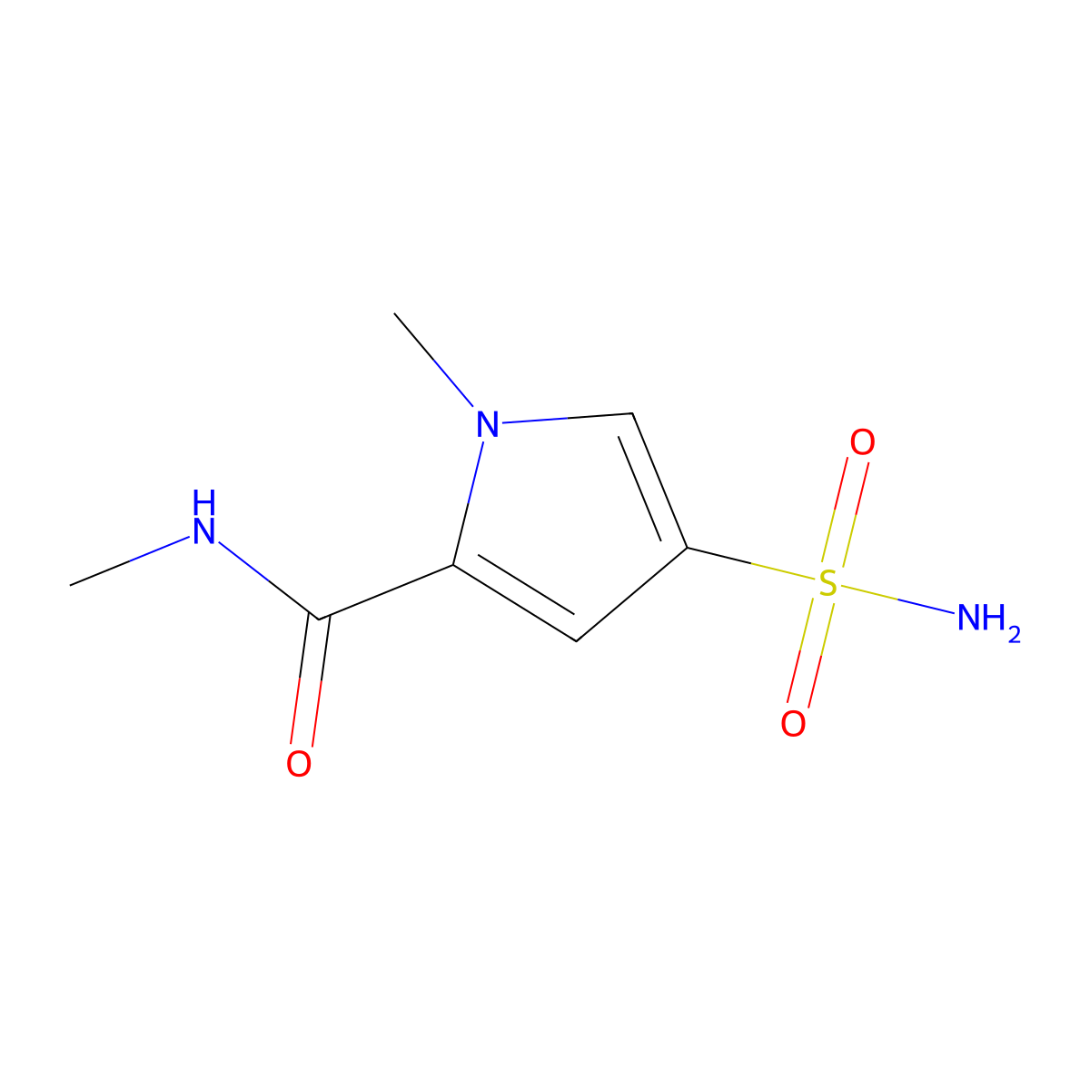 N,1-dimethyl-4-sulfamoyl-1H-pyrrole-2-carboxamide molecular structure, CAS 1099035-77-4