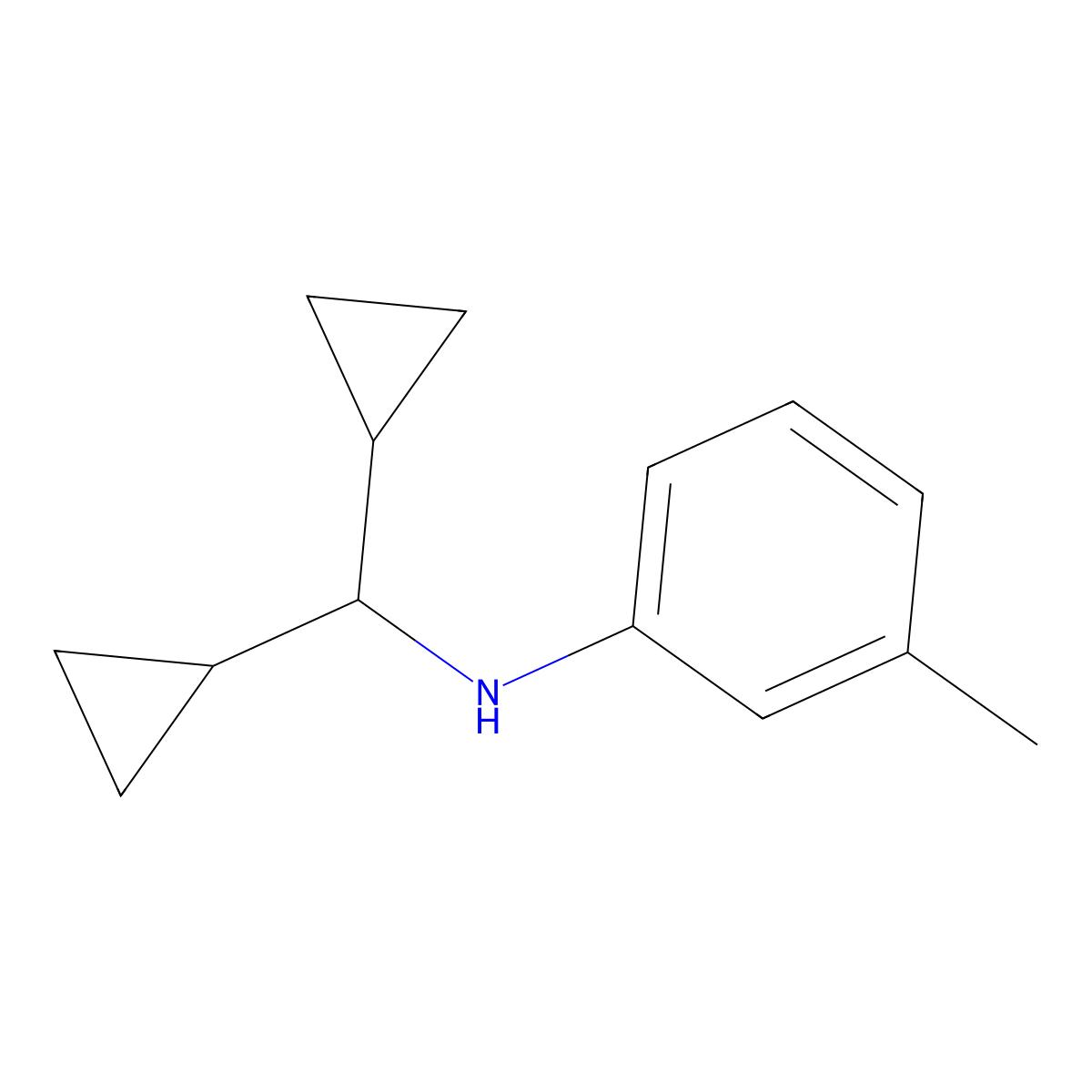 N-(dicyclopropylmethyl)-3-methylaniline molecular structure, CAS 1099038-00-2