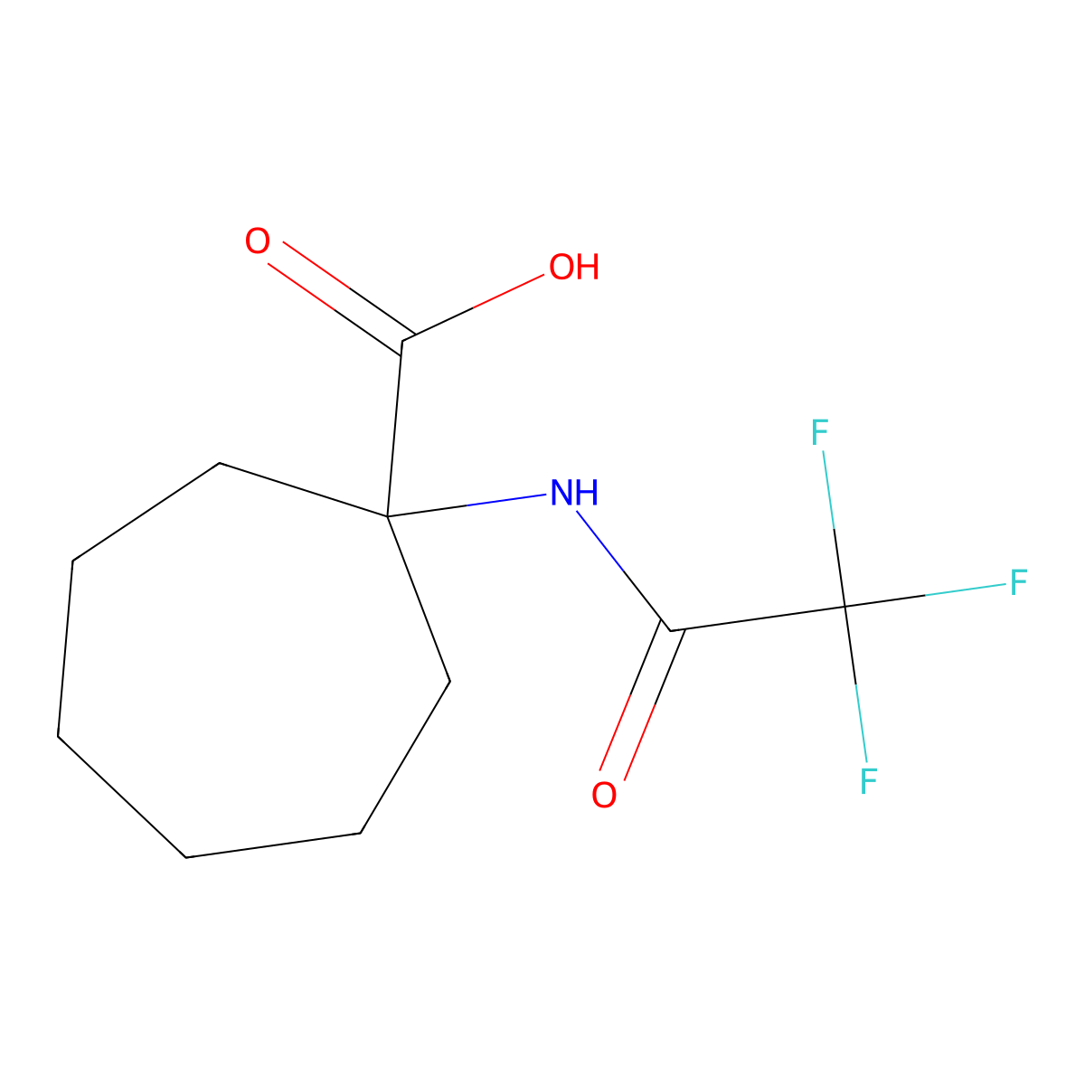 1-(2,2,2-Trifluoroacetamido)cycloheptane-1-carboxylic acid molecular structure, CAS 1099040-65-9