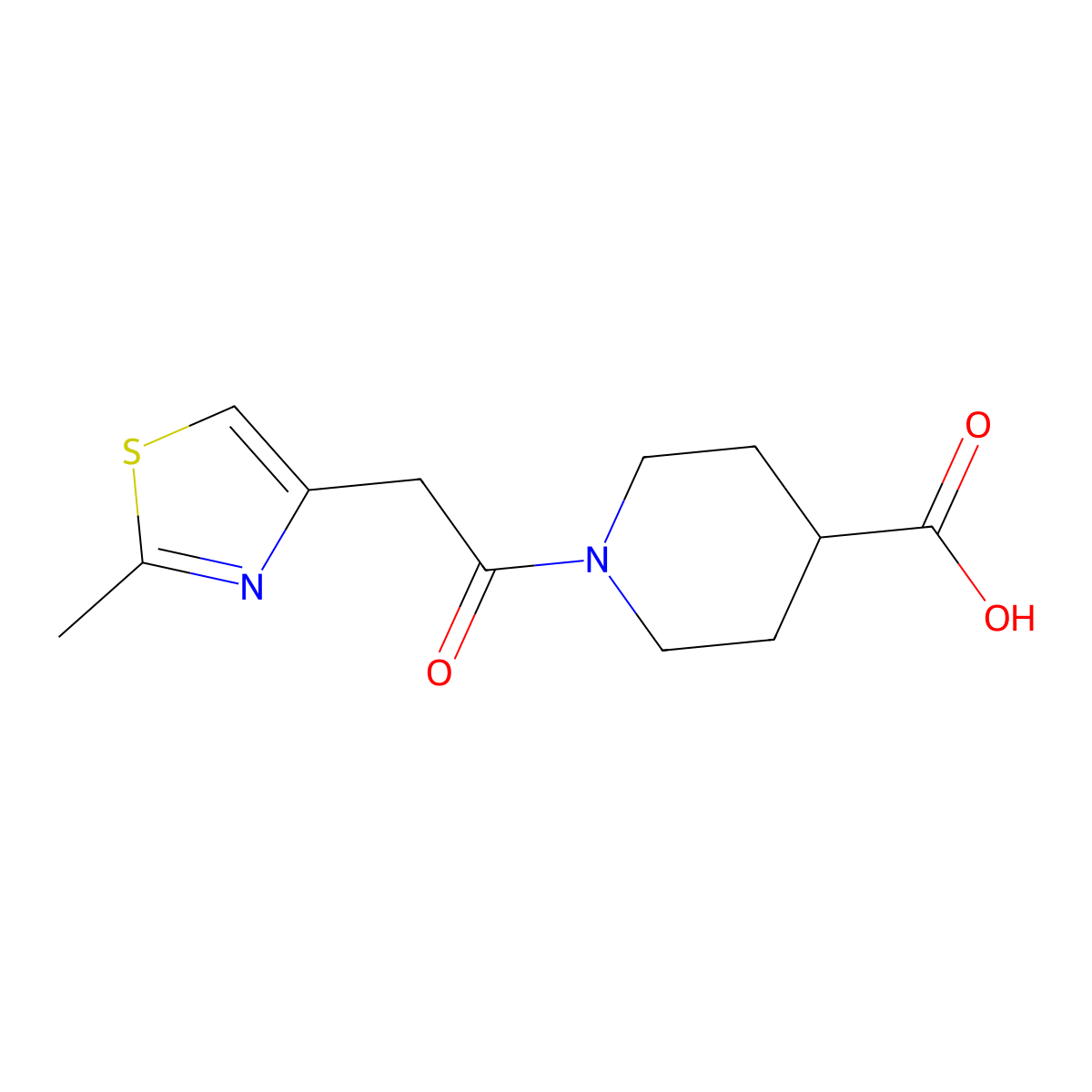 1-(2-(2-Methylthiazol-4-yl)acetyl)piperidine-4-carboxylic acid molecular structure, CAS 1099048-18-6