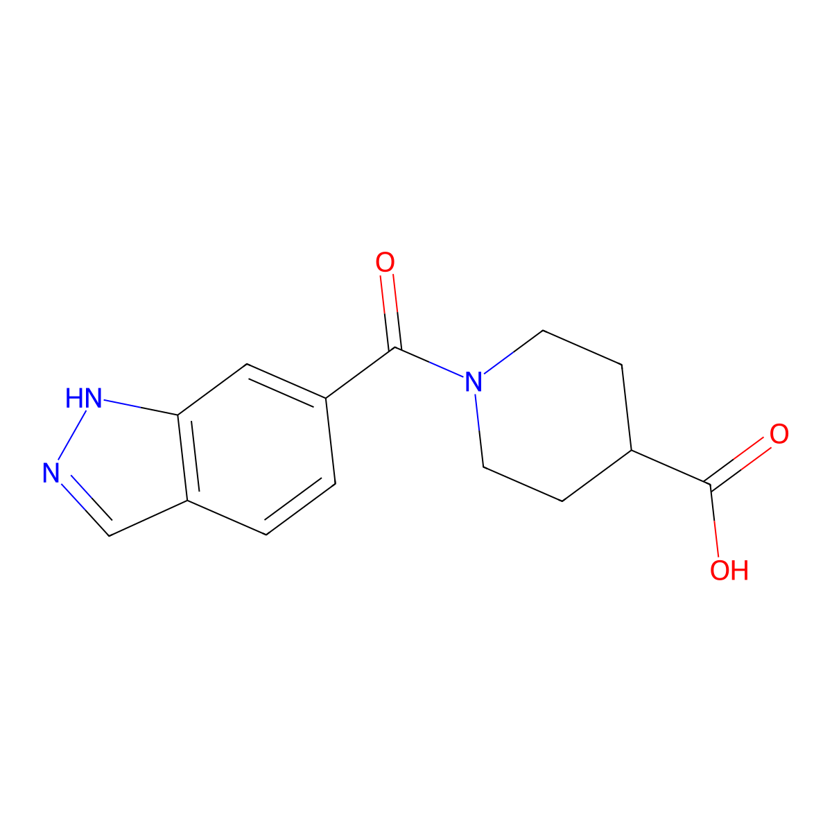 1-(1H-indazole-6-carbonyl)piperidine-4-carboxylic acid molecular structure, CAS 1099048-30-2