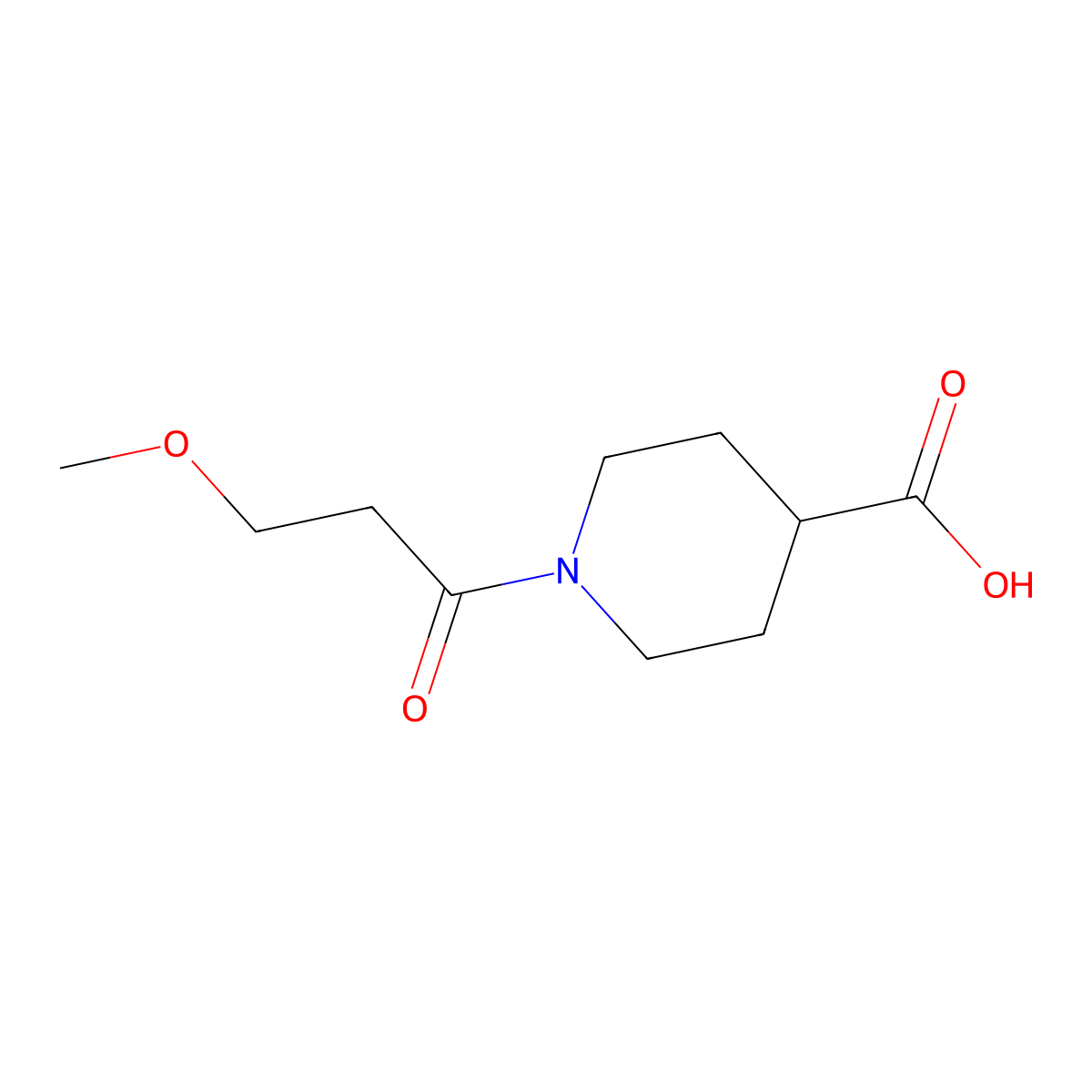 1-(3-Methoxypropanoyl)piperidine-4-carboxylic acid molecular structure, CAS 1099048-74-4