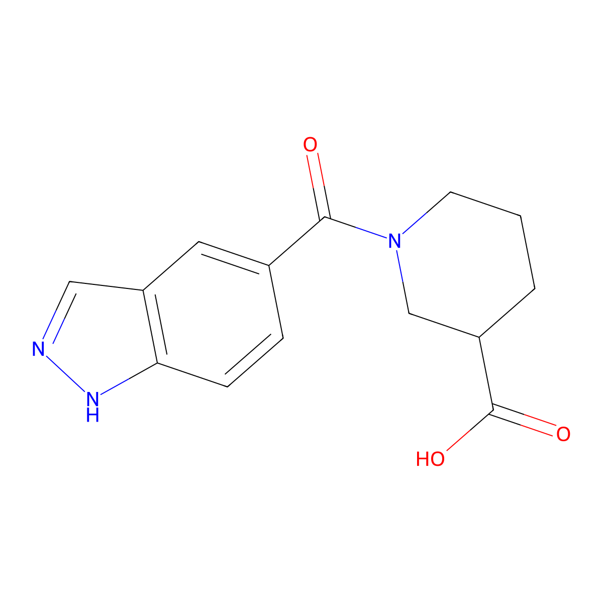 1-(1H-indazole-5-carbonyl)piperidine-3-carboxylic acid molecular structure, CAS 1099058-83-9