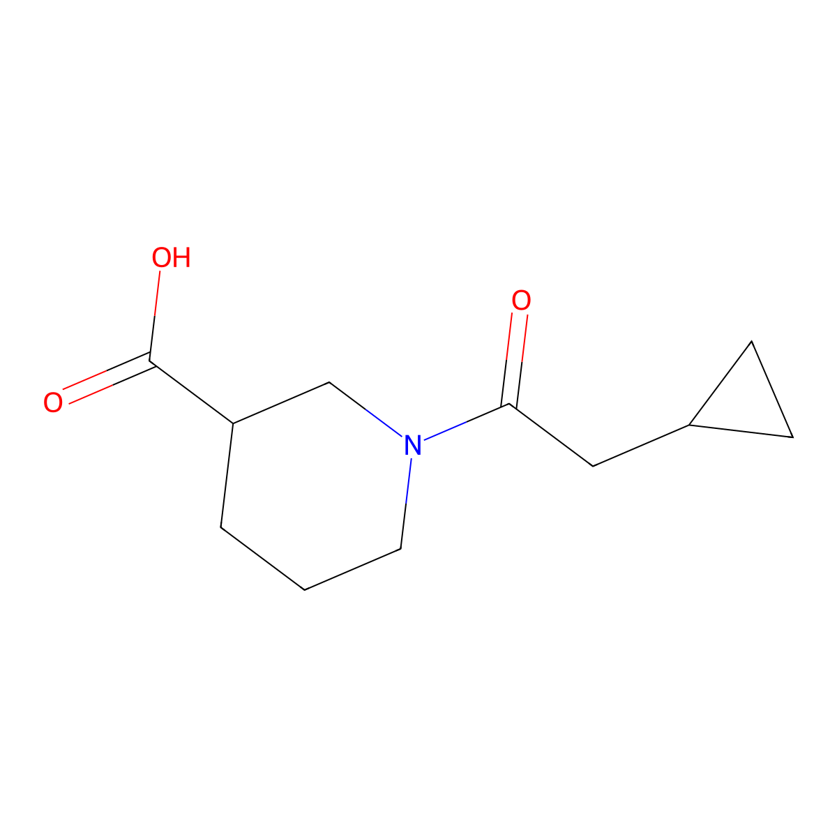 1-(2-Cyclopropylacetyl)piperidine-3-carboxylic acid molecular structure, CAS 1099058-85-1