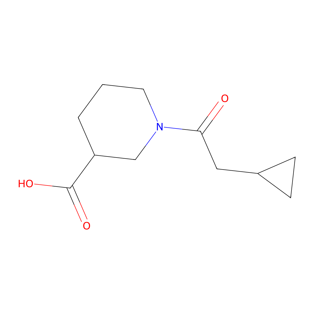1-(2-Cyclopropylacetyl)piperidine-3-carboxylic acid molecular structure, CAS 1099058-85-1