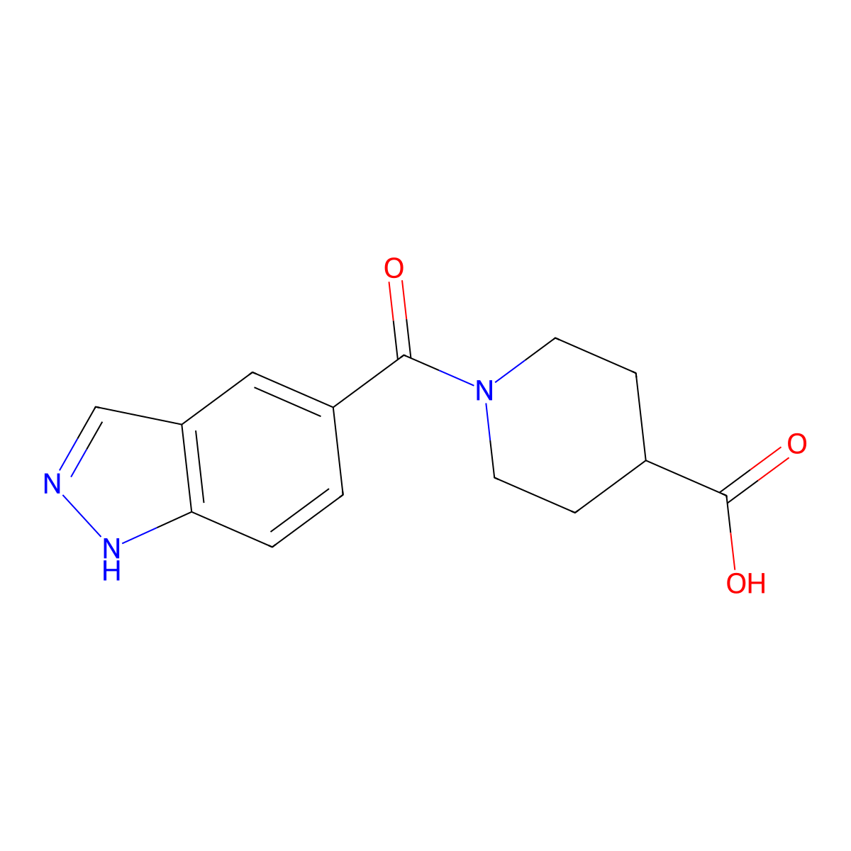1-(1H-indazole-5-carbonyl)piperidine-4-carboxylic acid molecular structure, CAS 1099083-58-5