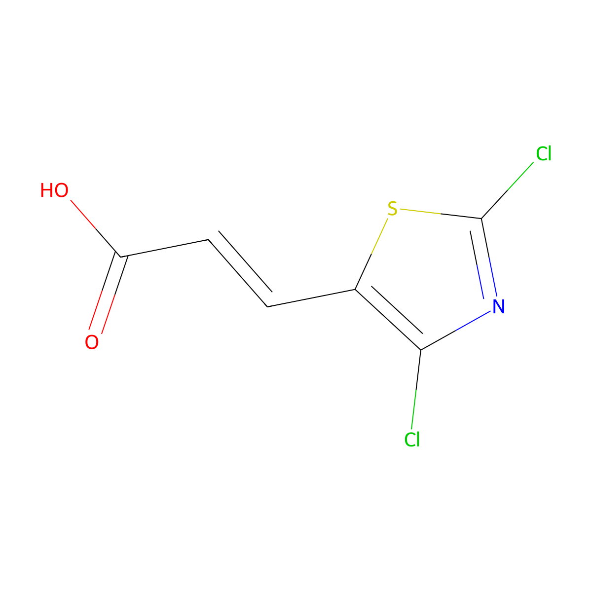 (2E)-3-(dichloro-1,3-thiazol-5-yl)prop-2-enoicacid molecular structure, CAS 1099097-12-7