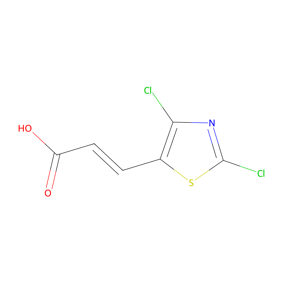 (2E)-3-(dichloro-1,3-thiazol-5-yl)prop-2-enoicacid molecular structure, CAS 1099097-12-7