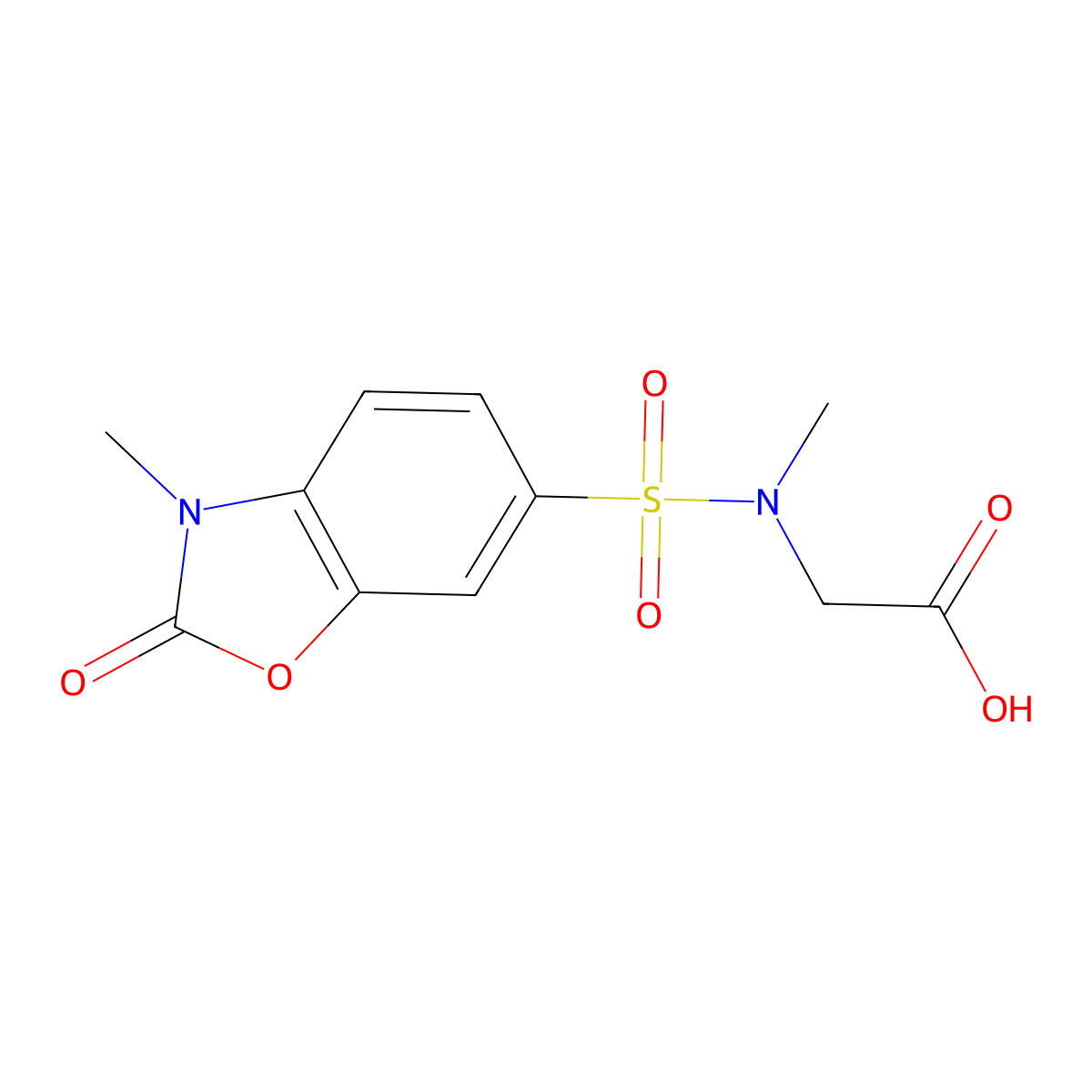 {Methyl[(3-methyl-2-oxo-2,3-dihydro-1,3-benzoxazol-6-yl)sulfonyl]amino}acetic acid molecular structure, CAS 1099099-72-5
