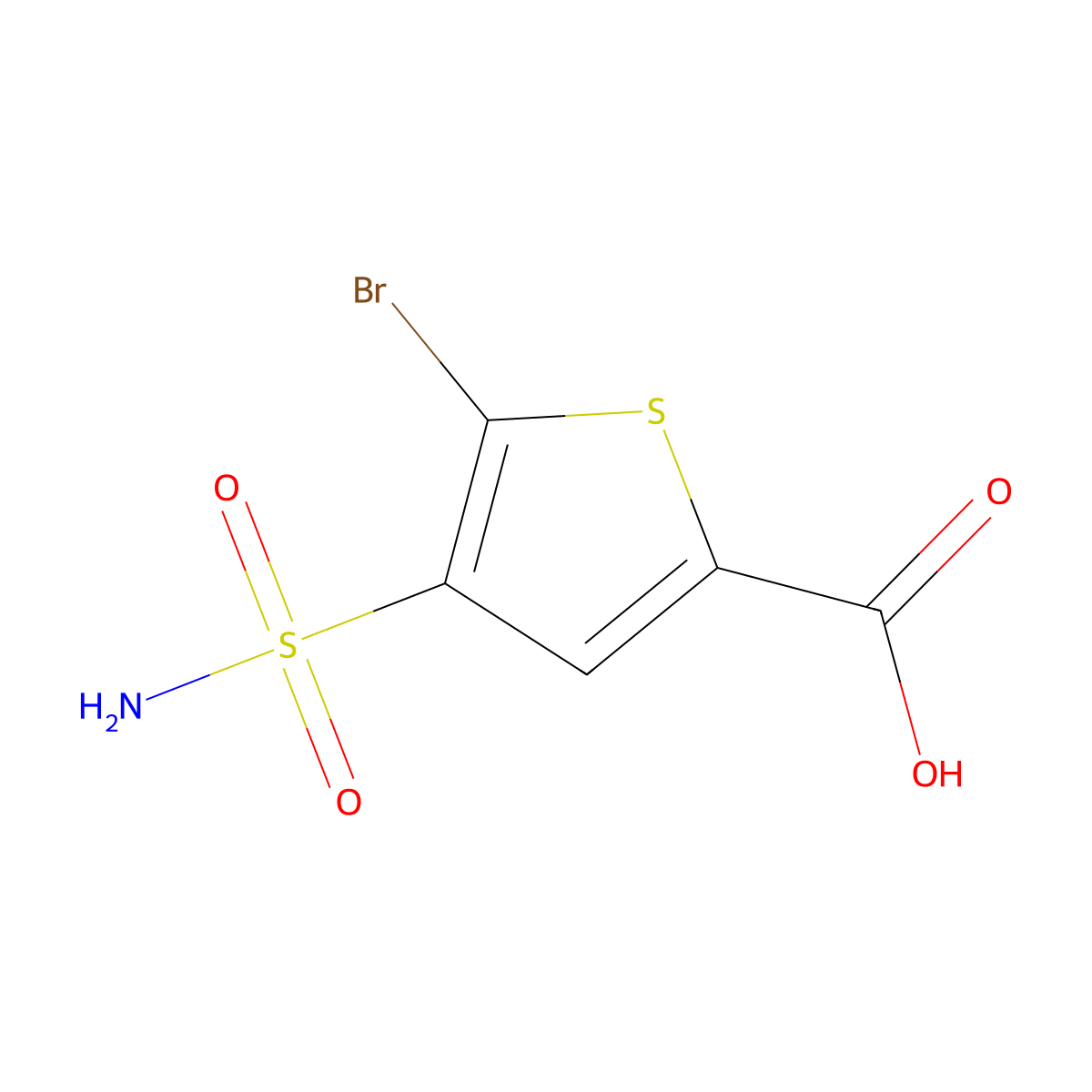 5-Bromo-4-sulfamoylthiophene-2-carboxylic acid molecular structure, CAS 1099110-57-2
