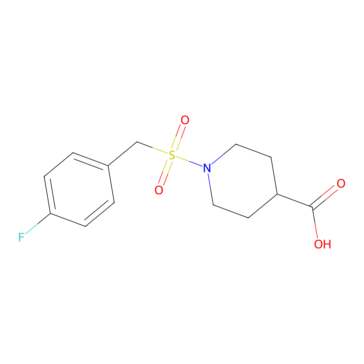 1-[(4-Fluorobenzyl)sulfonyl]piperidine-4-carboxylic acid molecular structure, CAS 1099112-80-7