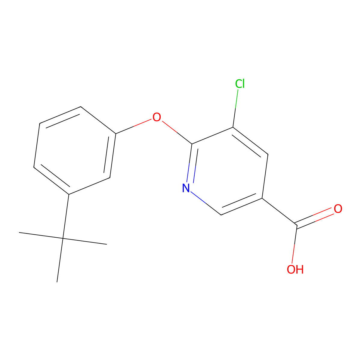 6-(3-Tert-butylphenoxy)-5-chloronicotinic acid molecular structure, CAS 1099115-90-8