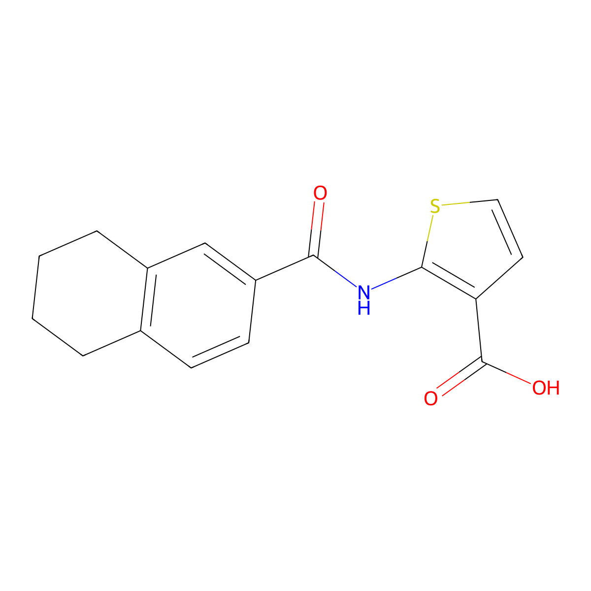 2-(5,6,7,8-Tetrahydronaphthalene-2-amido)thiophene-3-carboxylic acid molecular structure, CAS 1099118-88-3