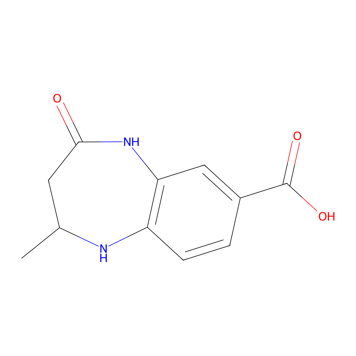 2-methyl-4-oxo-2,3,4,5-tetrahydro-1H-1,5-benzodiazepine-7-carboxylic acid molecular structure, CAS 1099126-95-0