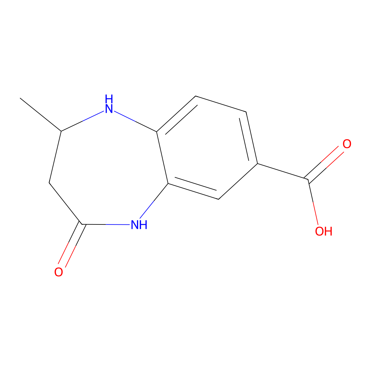 2-methyl-4-oxo-2,3,4,5-tetrahydro-1H-1,5-benzodiazepine-7-carboxylic acid molecular structure, CAS 1099126-95-0