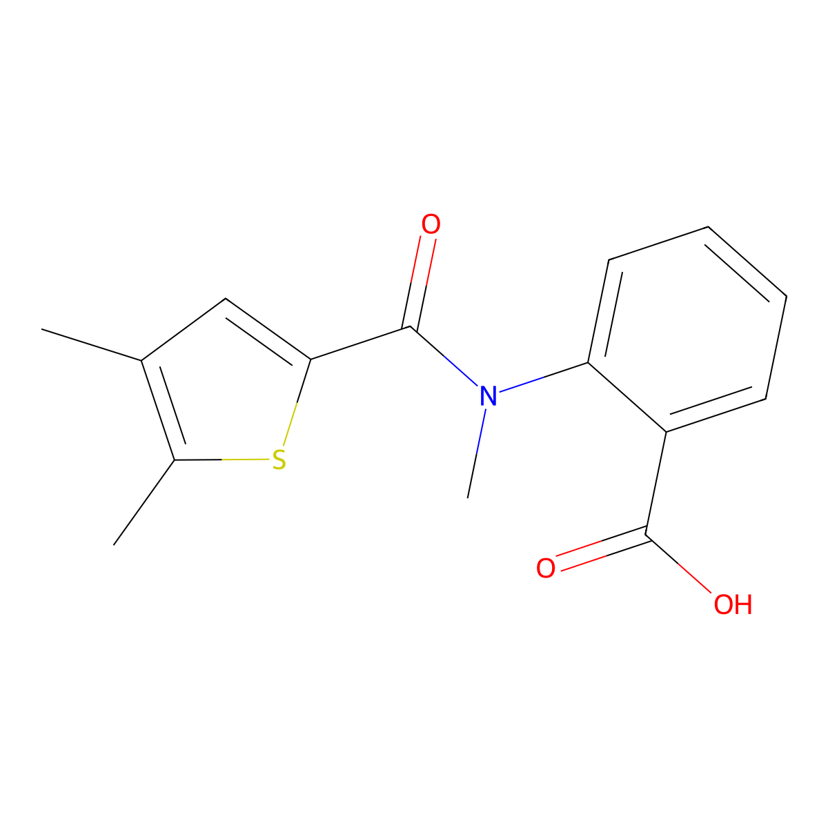 2-(N-methyl4,5-dimethylthiophene-2-amido)benzoic acid molecular structure, CAS 1099164-46-1