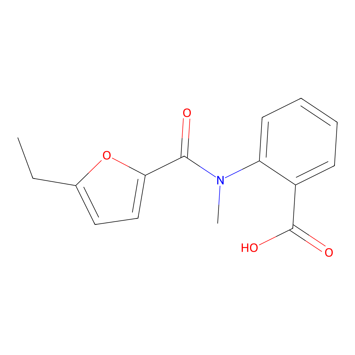 2-(N-methyl5-ethylfuran-2-amido)benzoic acid molecular structure, CAS 1099164-53-0