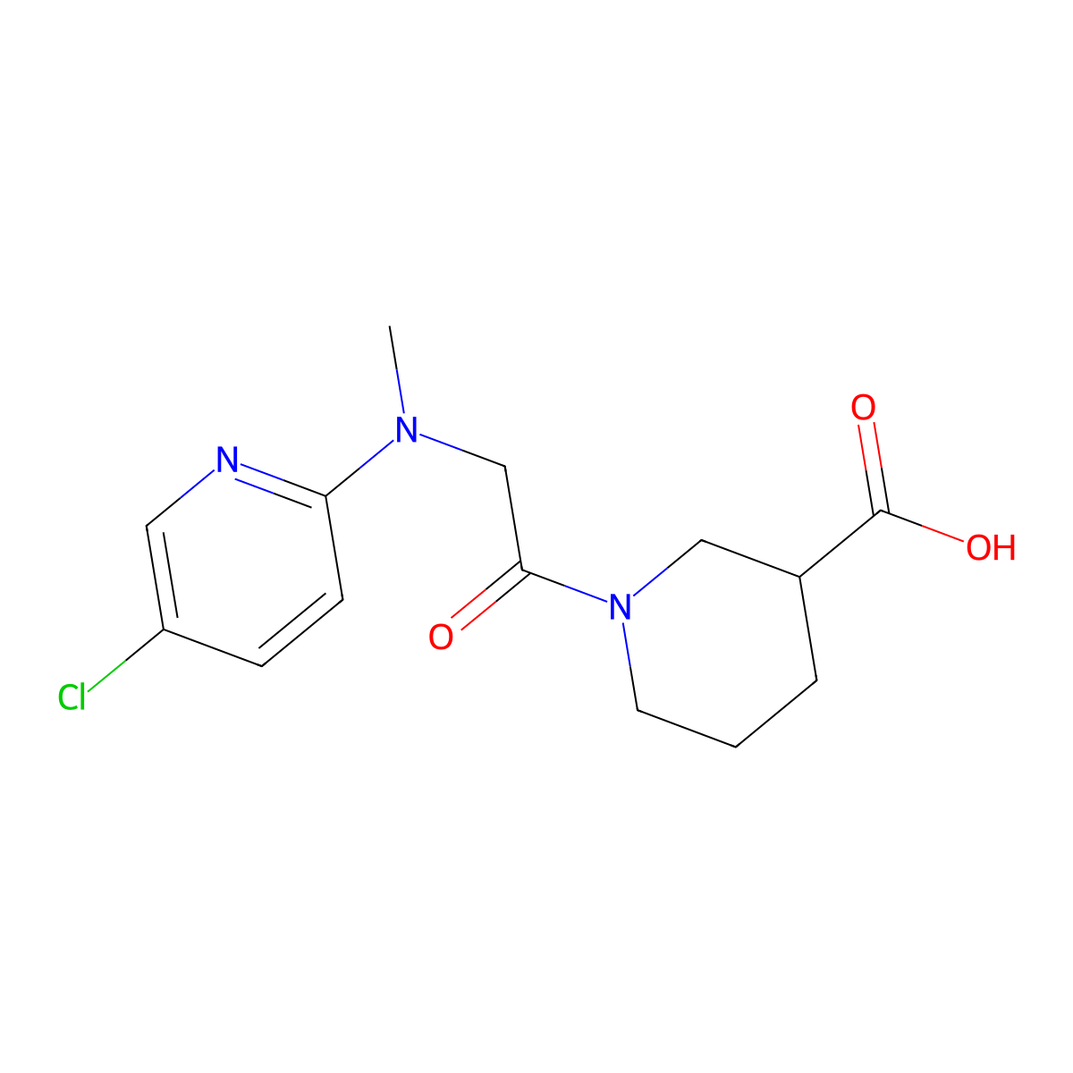 1-{2-[(5-Chloropyridin-2-yl)(methyl)amino]acetyl}piperidine-3-carboxylic acid molecular structure, CAS 1099164-84-7
