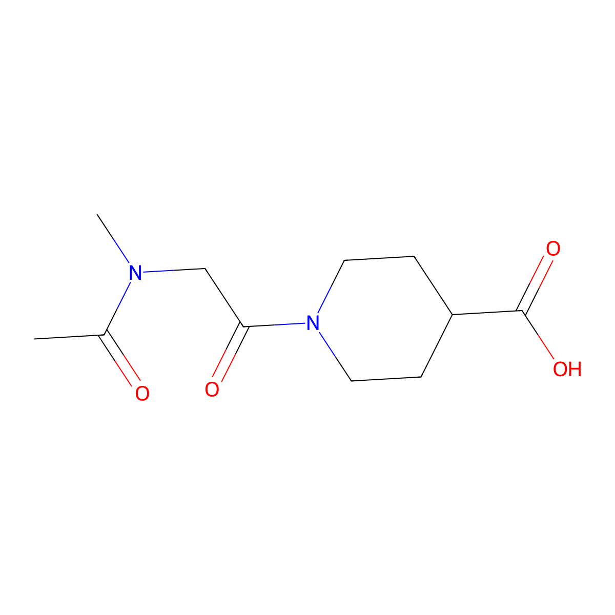 1-[2-(N-methylacetamido)acetyl]piperidine-4-carboxylic acid molecular structure, CAS 1099174-89-6