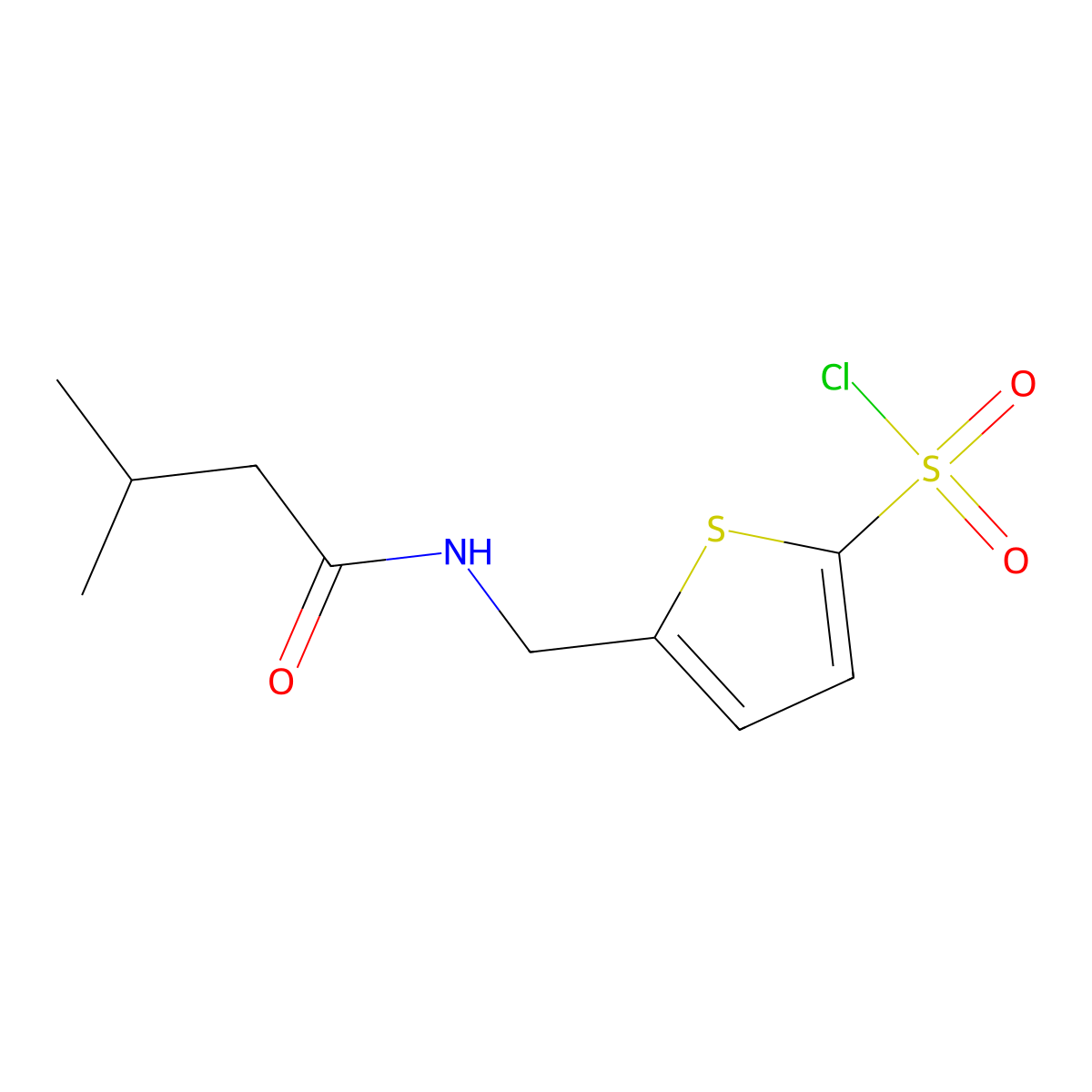 5-[(3-Methylbutanamido)methyl]thiophene-2-sulfonyl chloride molecular structure, CAS 1099186-13-6