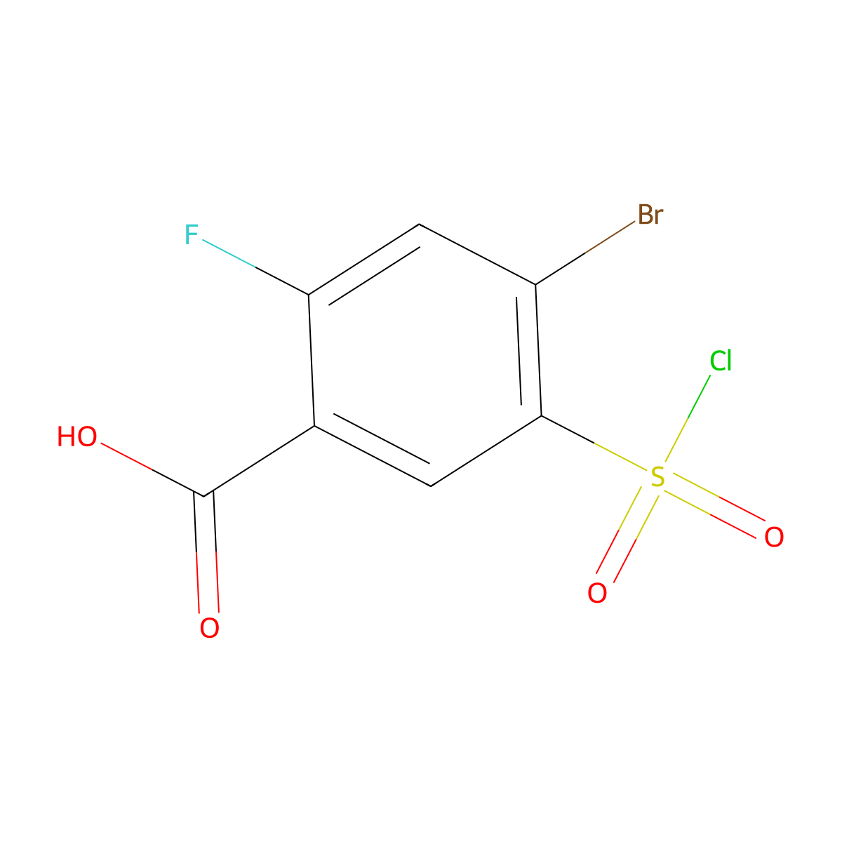 4-Bromo-5-(chlorosulfonyl)-2-fluorobenzoic acid molecular structure, CAS 1099186-78-3