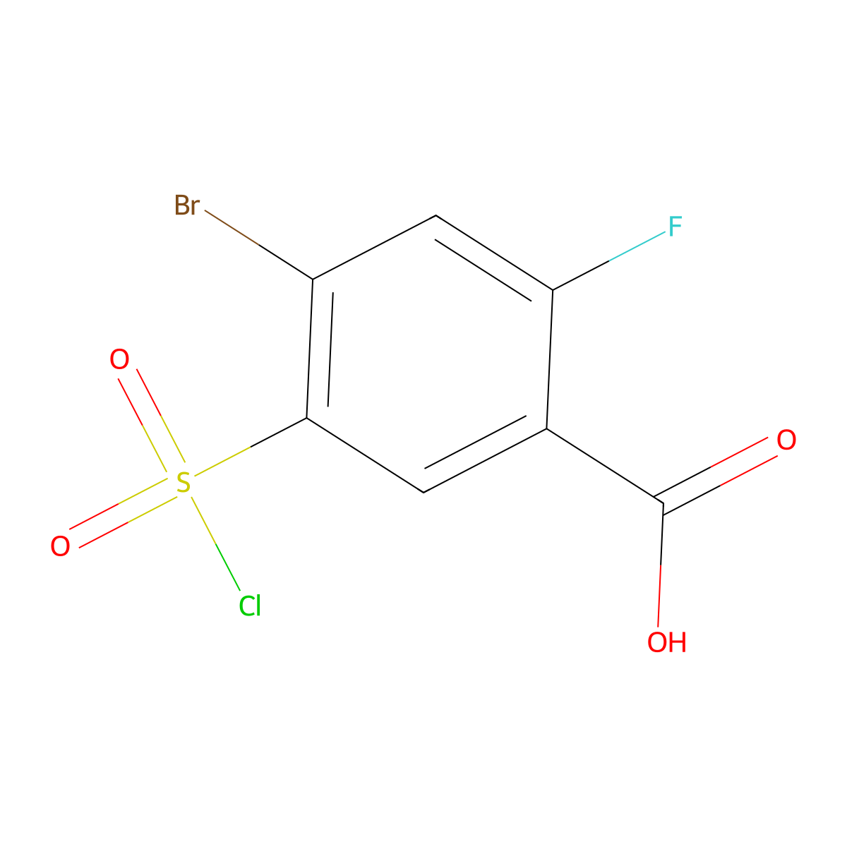 4-Bromo-5-(chlorosulfonyl)-2-fluorobenzoic acid molecular structure, CAS 1099186-78-3