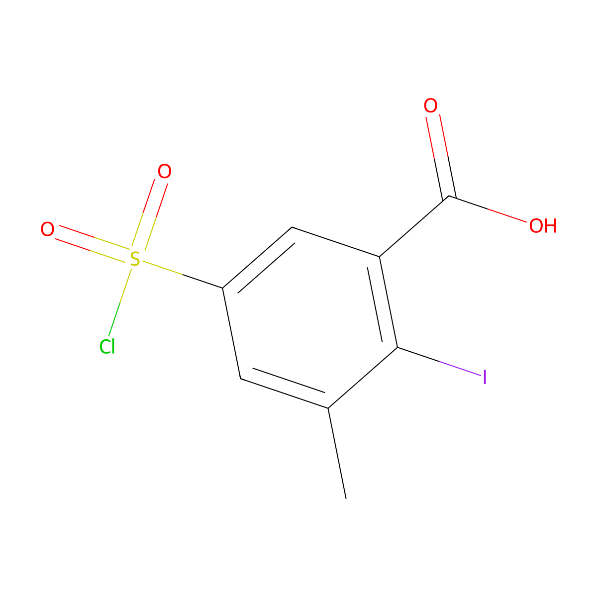 5-(Chlorosulfonyl)-2-iodo-3-methylbenzoic acid molecular structure, CAS 1099186-84-1