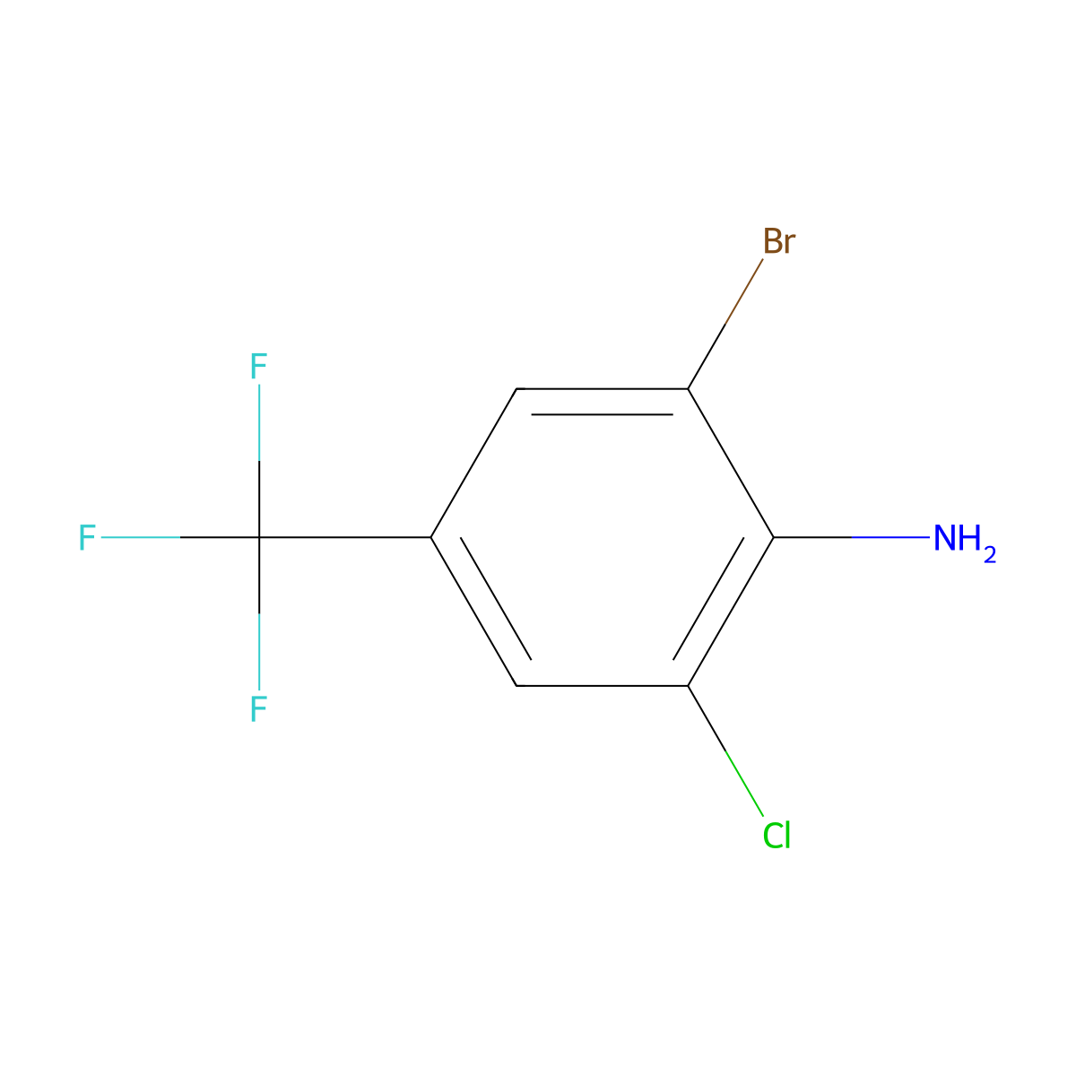 2-Bromo-6-chloro-4-(trifluoromethyl)aniline molecular structure, CAS 109919-26-8