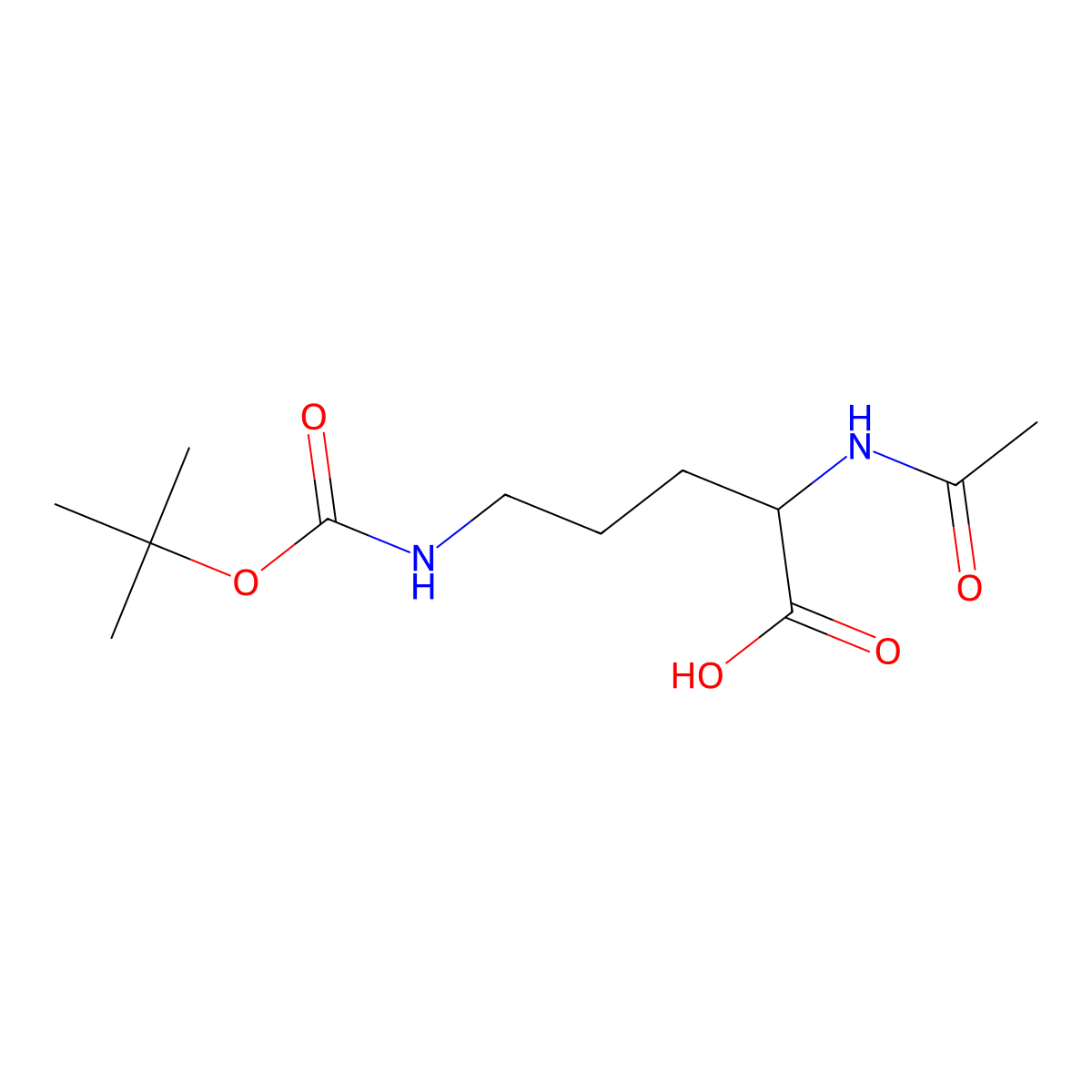 (S)-2-Acetamido-5-((tert-butoxycarbonyl)amino)pentanoic acid molecular structure, CAS 109919-85-9