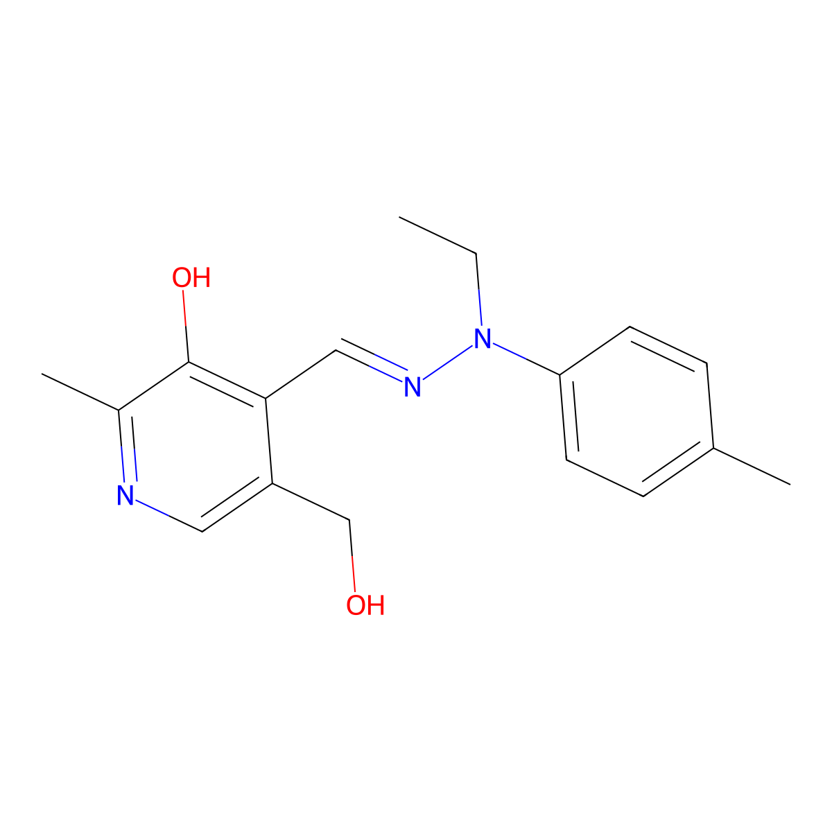 4-{[2-Ethyl-2-(4-methylphenyl)hydrazin-1-ylidene]methyl}-5-(hydroxymethyl)-2-methylpyridin-3-ol molecular structure, CAS 1099199-00-4