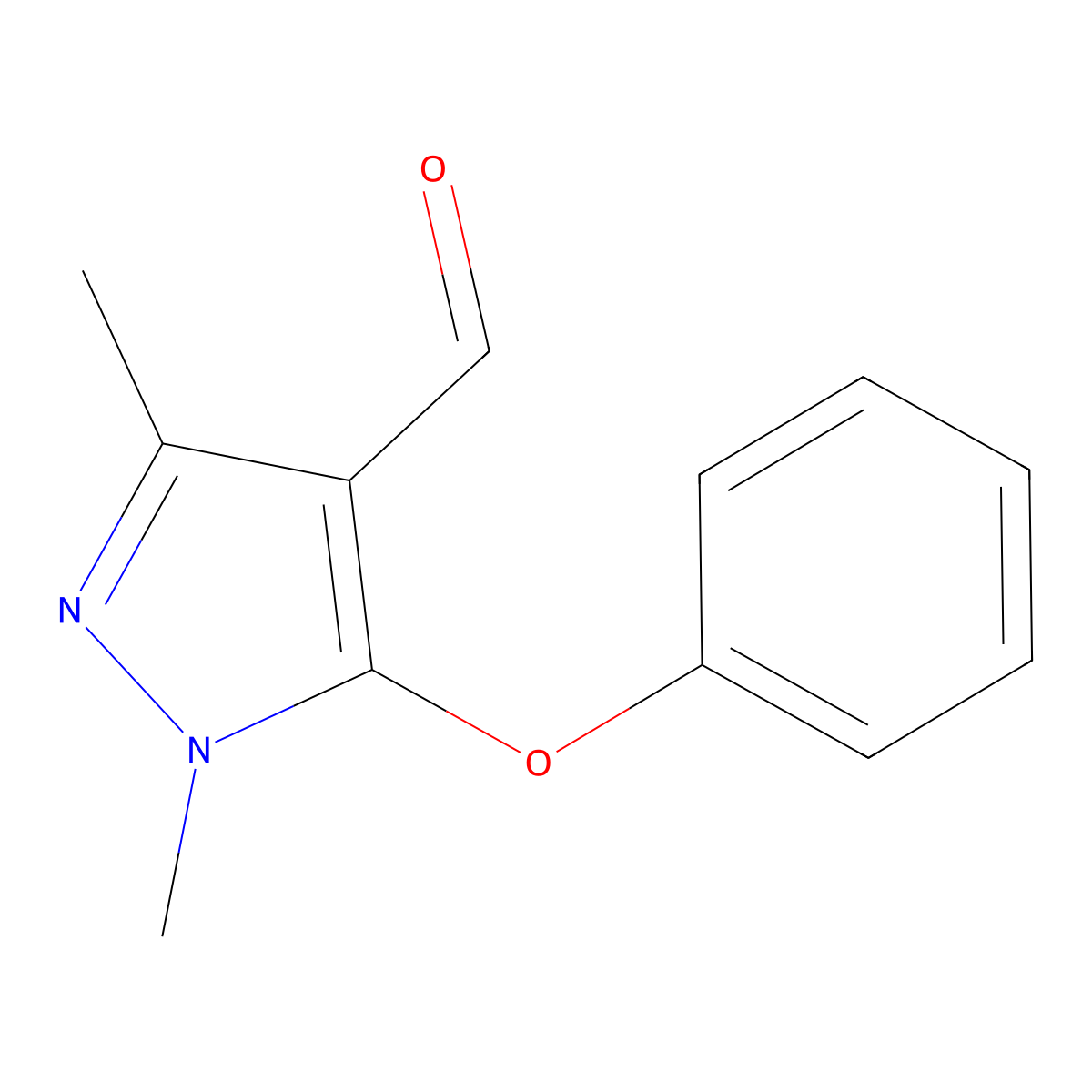 1,3-Dimethyl-5-phenoxy-1H-pyrazole-4-carbaldehyde molecular structure, CAS 109925-10-2