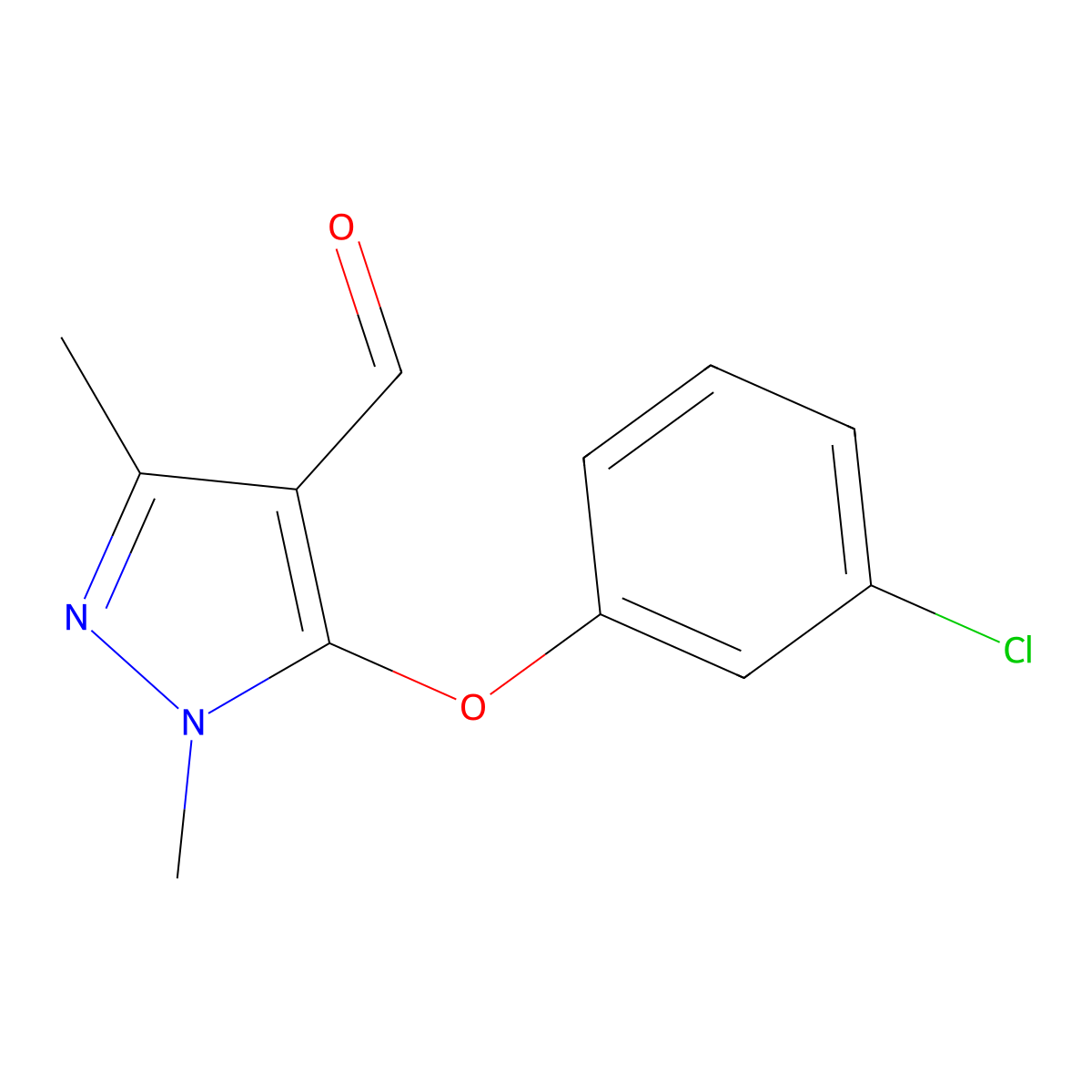 5-(3-chlorophenoxy)-1,3-dimethyl-1H-pyrazole-4-carbaldehyde molecular structure, CAS 109925-12-4