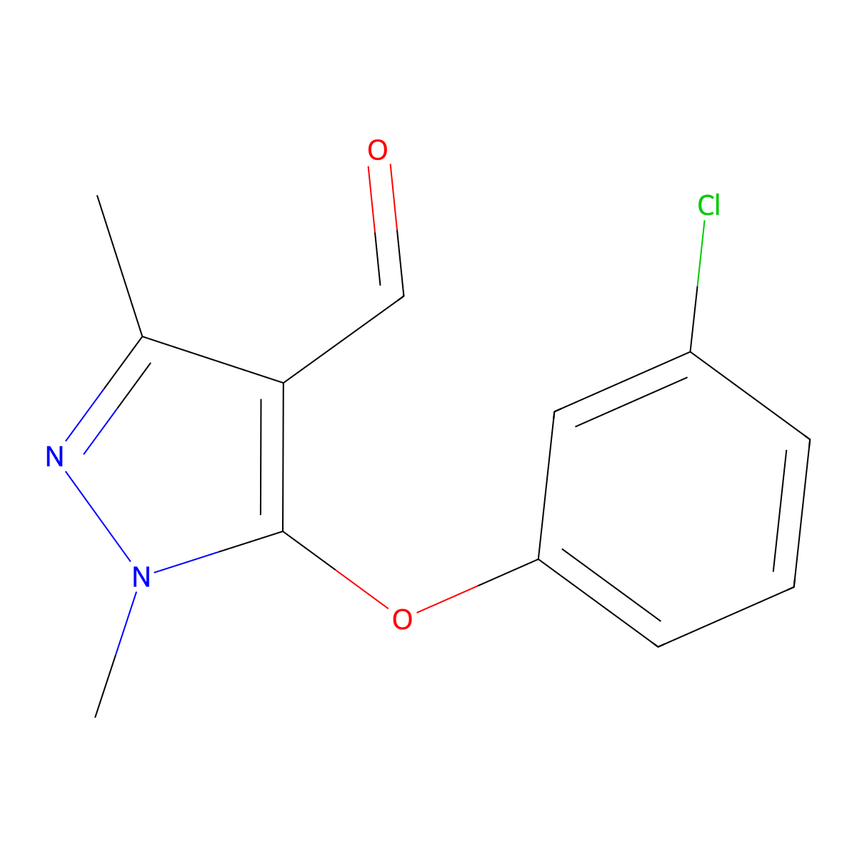 5-(3-chlorophenoxy)-1,3-dimethyl-1H-pyrazole-4-carbaldehyde molecular structure, CAS 109925-12-4