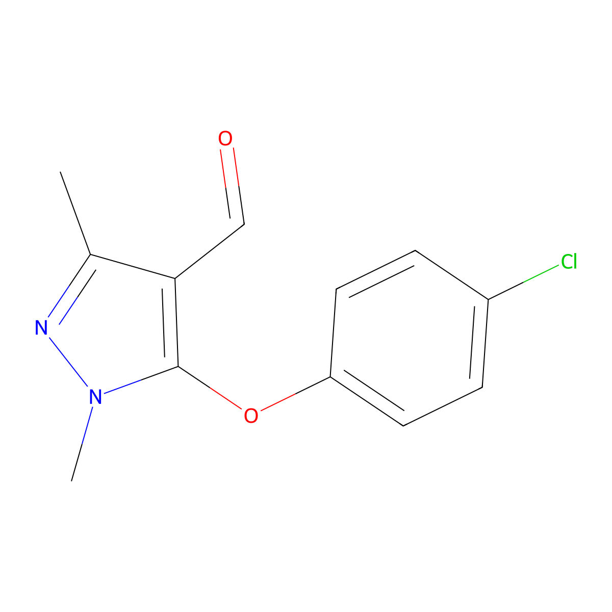 5-(4-chlorophenoxy)-1,3-dimethyl-1H-pyrazole-4-carbaldehyde molecular structure, CAS 109925-13-5