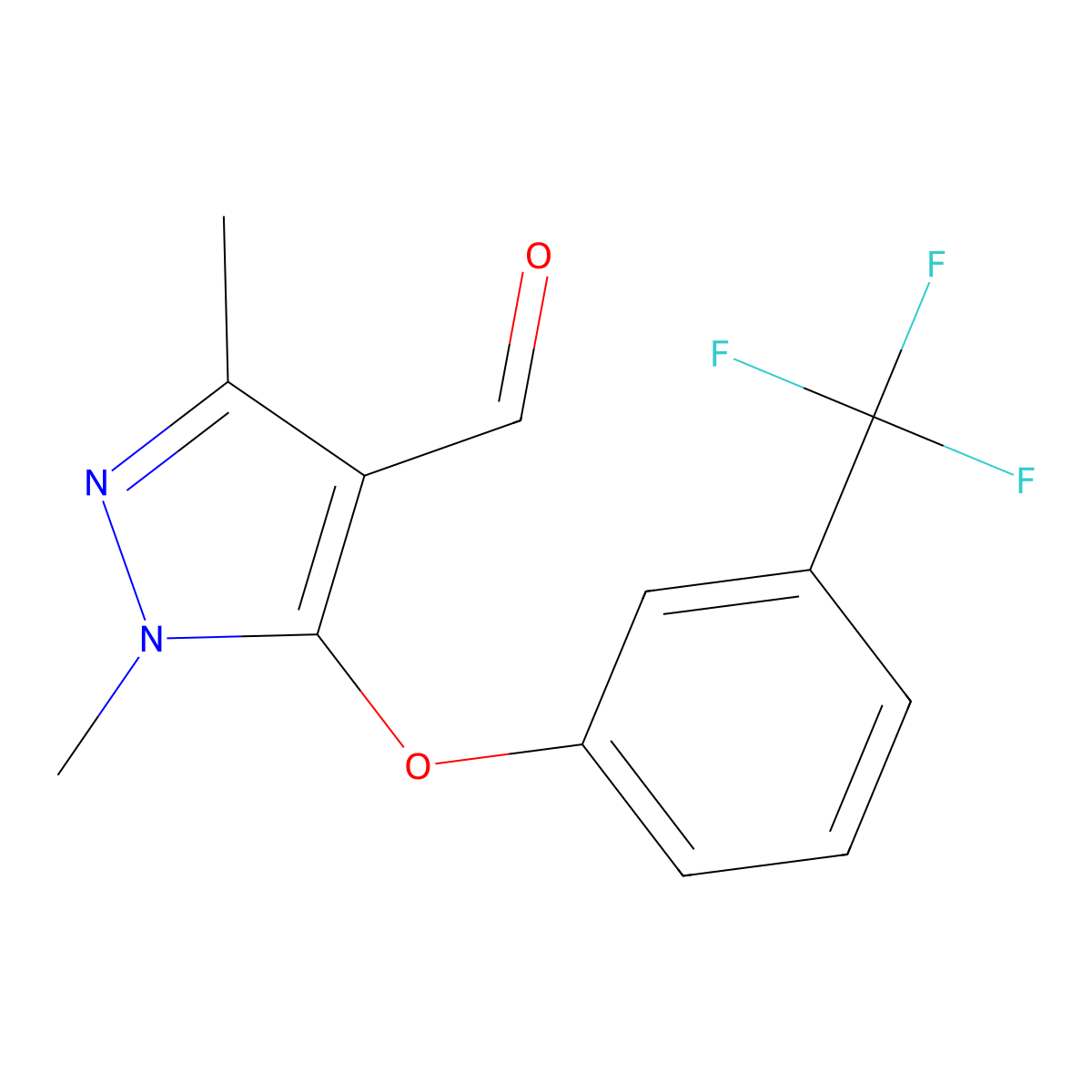 1,3-dimethyl-5-[3-(trifluoromethyl)phenoxy]-1H-pyrazole-4-carbaldehyde molecular structure, CAS 109925-28-2
