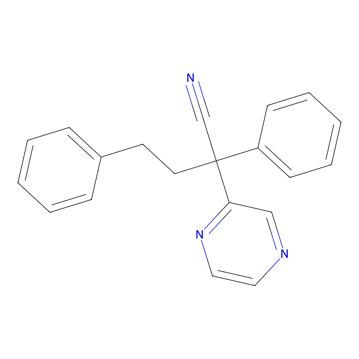 2,4-Diphenyl-2-(pyrazin-2-yl)butanenitrile molecular structure, CAS 109929-60-4