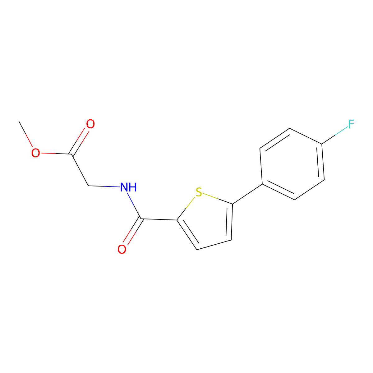 Methyl 2-(5-(4-fluorophenyl)thiophene-2-carboxamido)acetate molecular structure, CAS 1099299-06-5