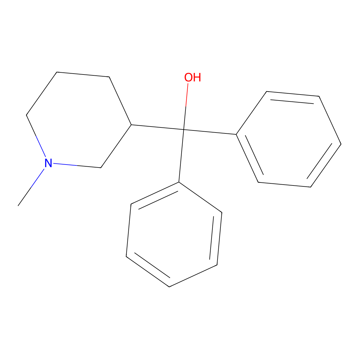 (1-Methylpiperidin-3-yl)-diphenylmethanol molecular structure, CAS 109933-30-4