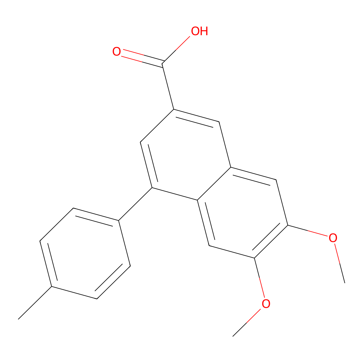 6,7-Dimethoxy-4-(4-methylphenyl)naphthalene-2-carboxylic acid molecular structure, CAS 109933-59-7