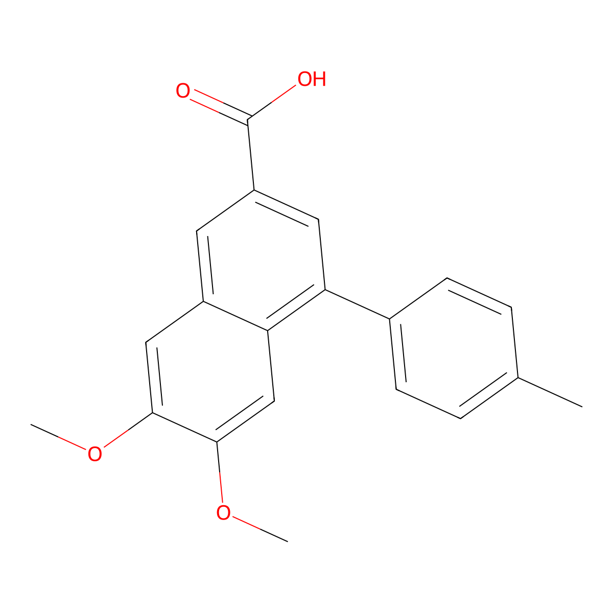 6,7-Dimethoxy-4-(4-methylphenyl)naphthalene-2-carboxylic acid molecular structure, CAS 109933-59-7