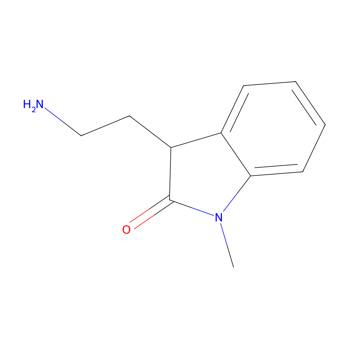 3-(2-Aminoethyl)-1-methyl-1,3-dihydro-2H-indol-2-one molecular structure, CAS 109943-70-6