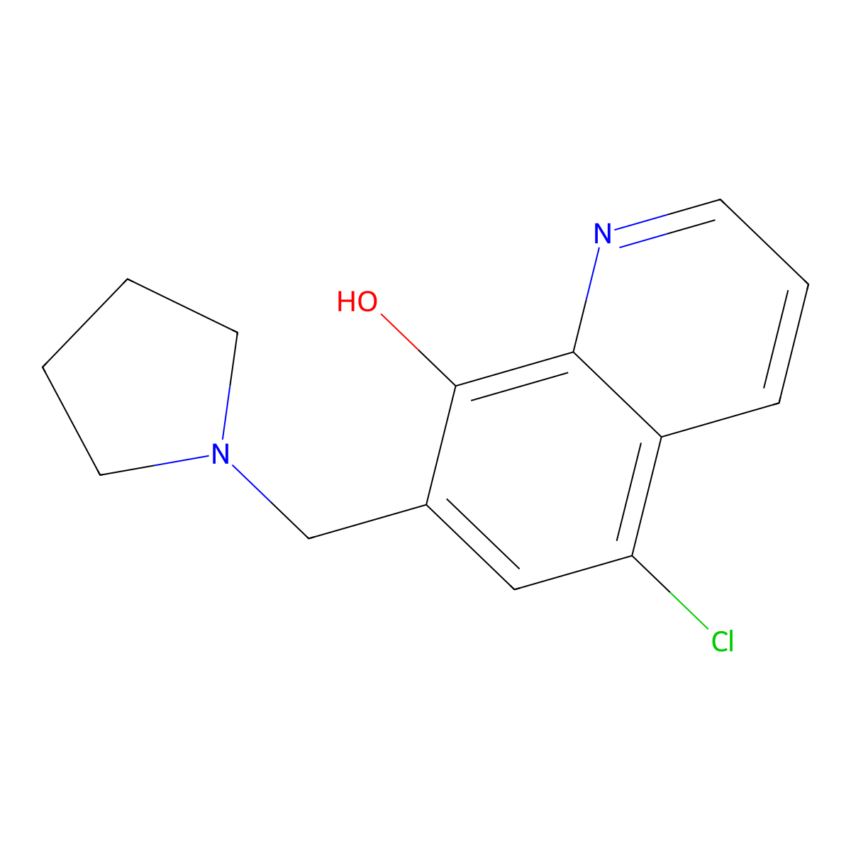 5-Chloro-7-(pyrrolidin-1-ylmethyl)quinolin-8-ol molecular structure, CAS 109943-85-3
