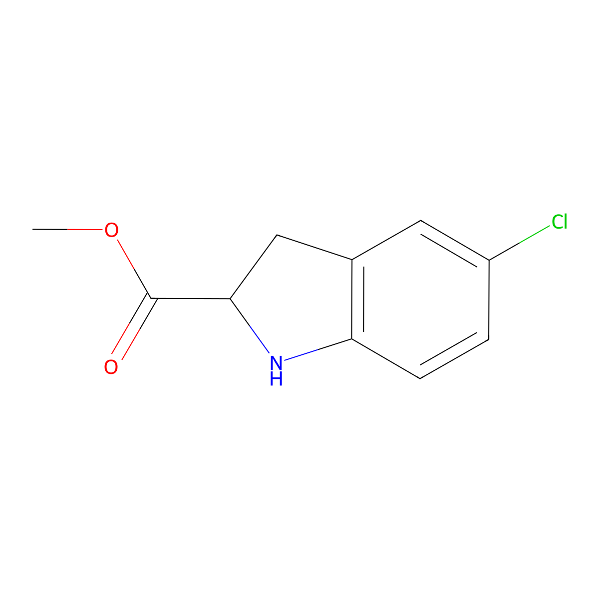 methyl (2S)-5-chloro-2,3-dihydro-1H-indole-2-carboxylate molecular structure, CAS 1099523-23-5