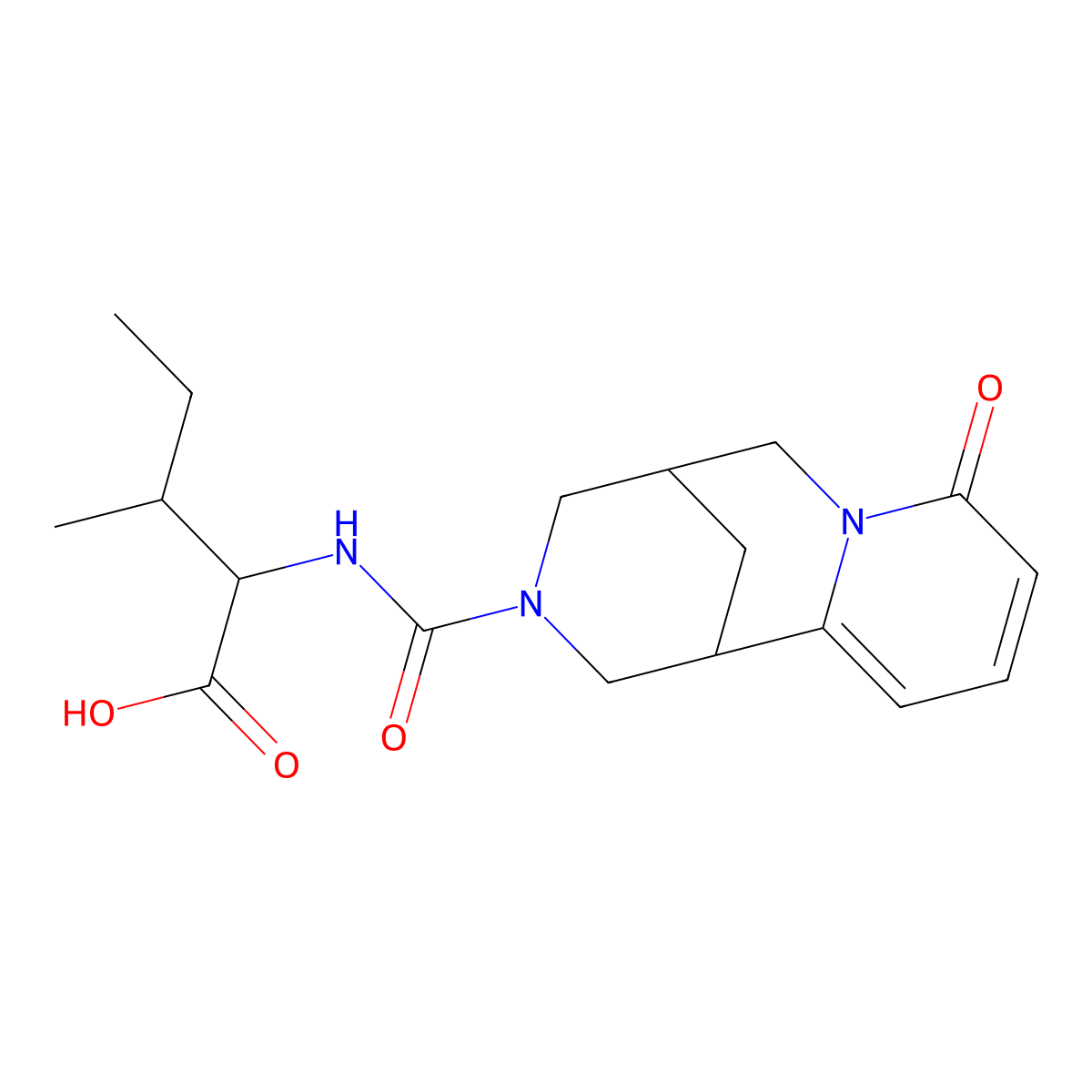 ((1s,5s)-8-Oxo-1,3,4,5,6,8-hexahydro-2h-1,5-methanopyrido[1,2-a][1,5]diazocine-3-carbonyl)-l-isoleucine molecular structure, CAS 1099535-99-5