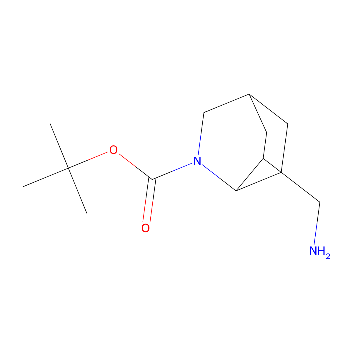 Tert-butyl 6-(aminomethyl)-2-azabicyclo[2.2.2]octane-2-carboxylate molecular structure, CAS 1099570-34-9