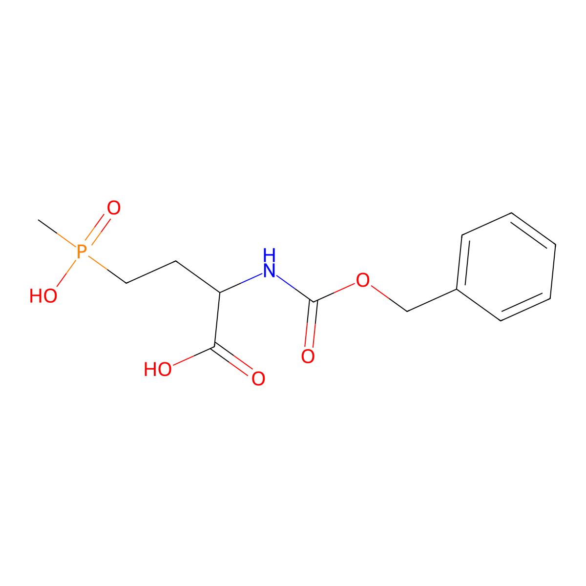 2-{[(Benzyloxy)carbonyl]amino}-4-[hydroxy(methyl)phosphoryl]butanoic acid molecular structure, CAS 109958-01-2