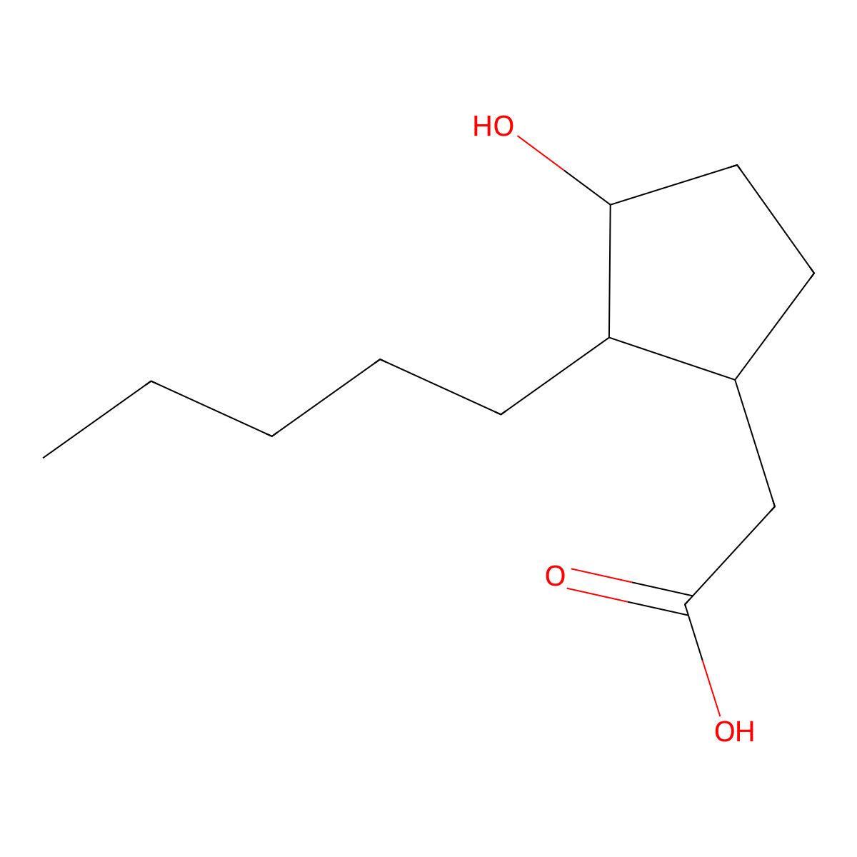 2-(3-Hydroxy-2-pentylcyclopentyl)acetic acid molecular structure, CAS 109959-44-6