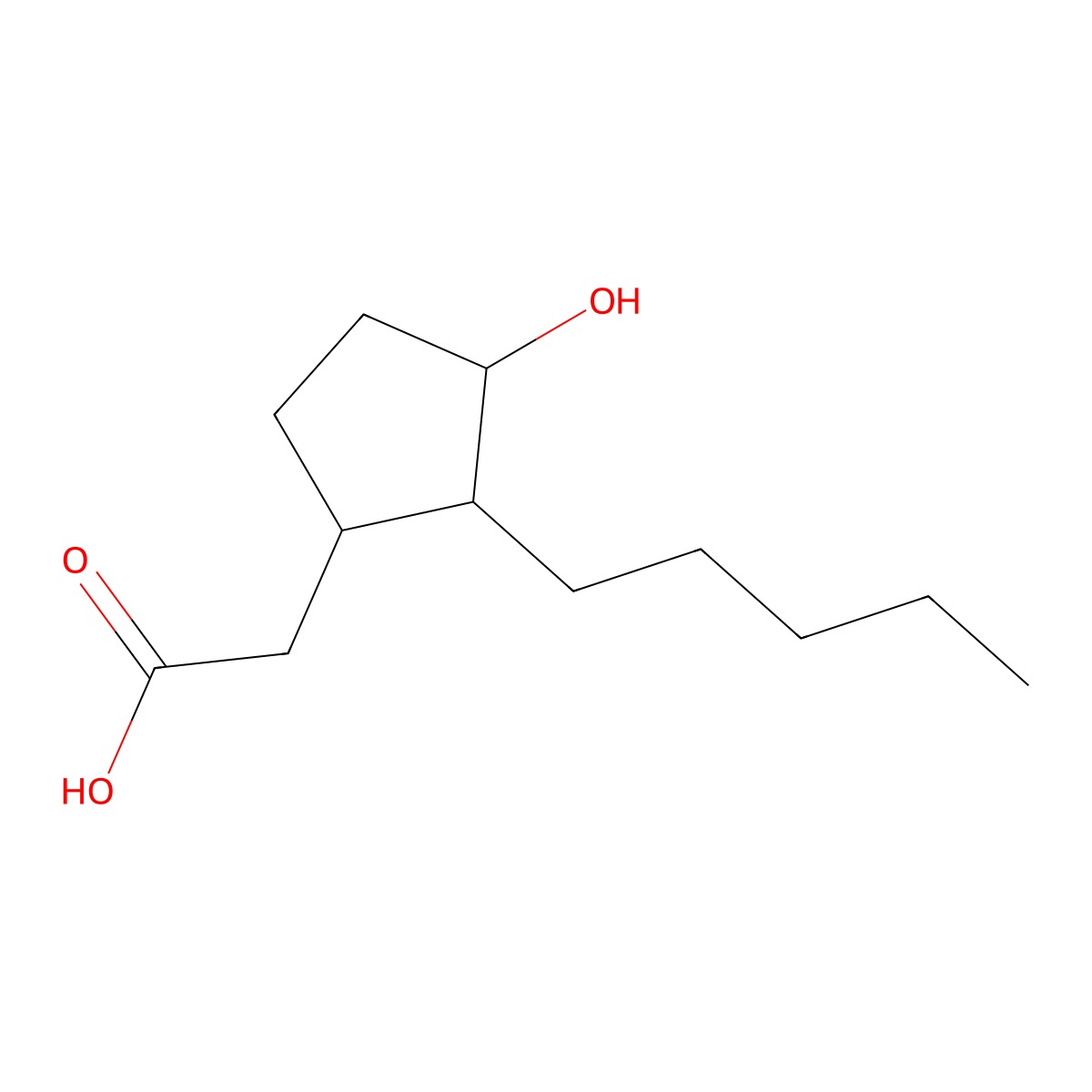 2-(3-Hydroxy-2-pentylcyclopentyl)acetic acid molecular structure, CAS 109959-44-6