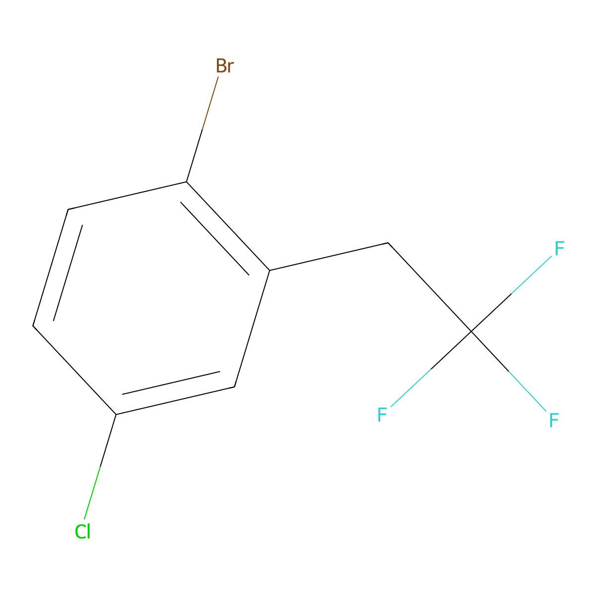 1-Bromo-4-chloro-2-(2,2,2-trifluoroethyl)benzene molecular structure, CAS 1099597-30-4